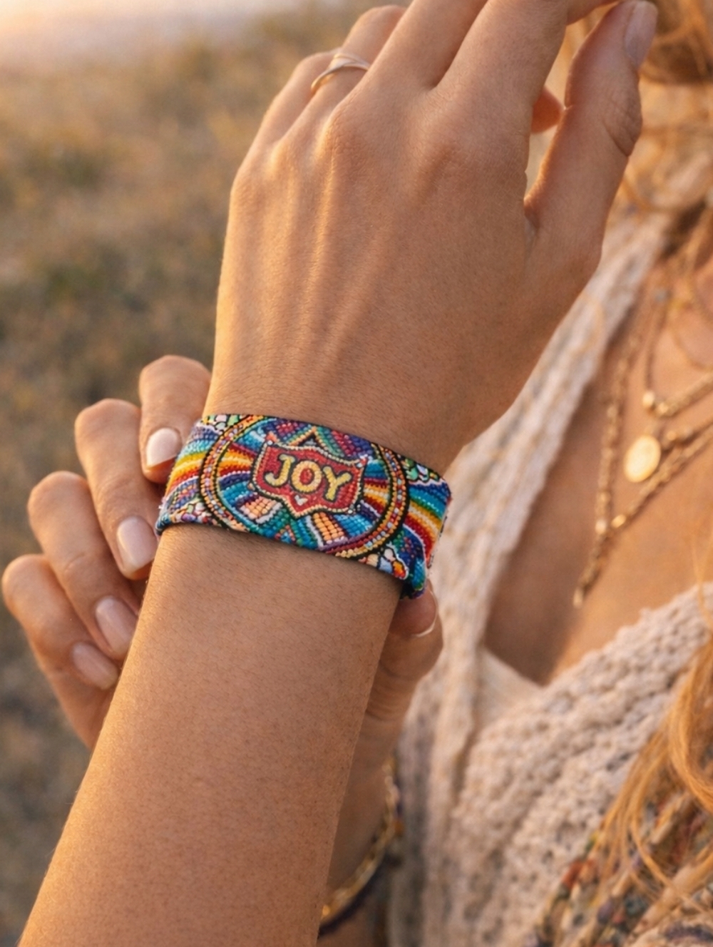 Zox Joy Bracelet #1575 Medium Colorful Mandala Rainbow Wrap Band